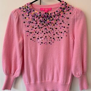 Lilly Pulitzer Pink Sequin Crewneck Sweater